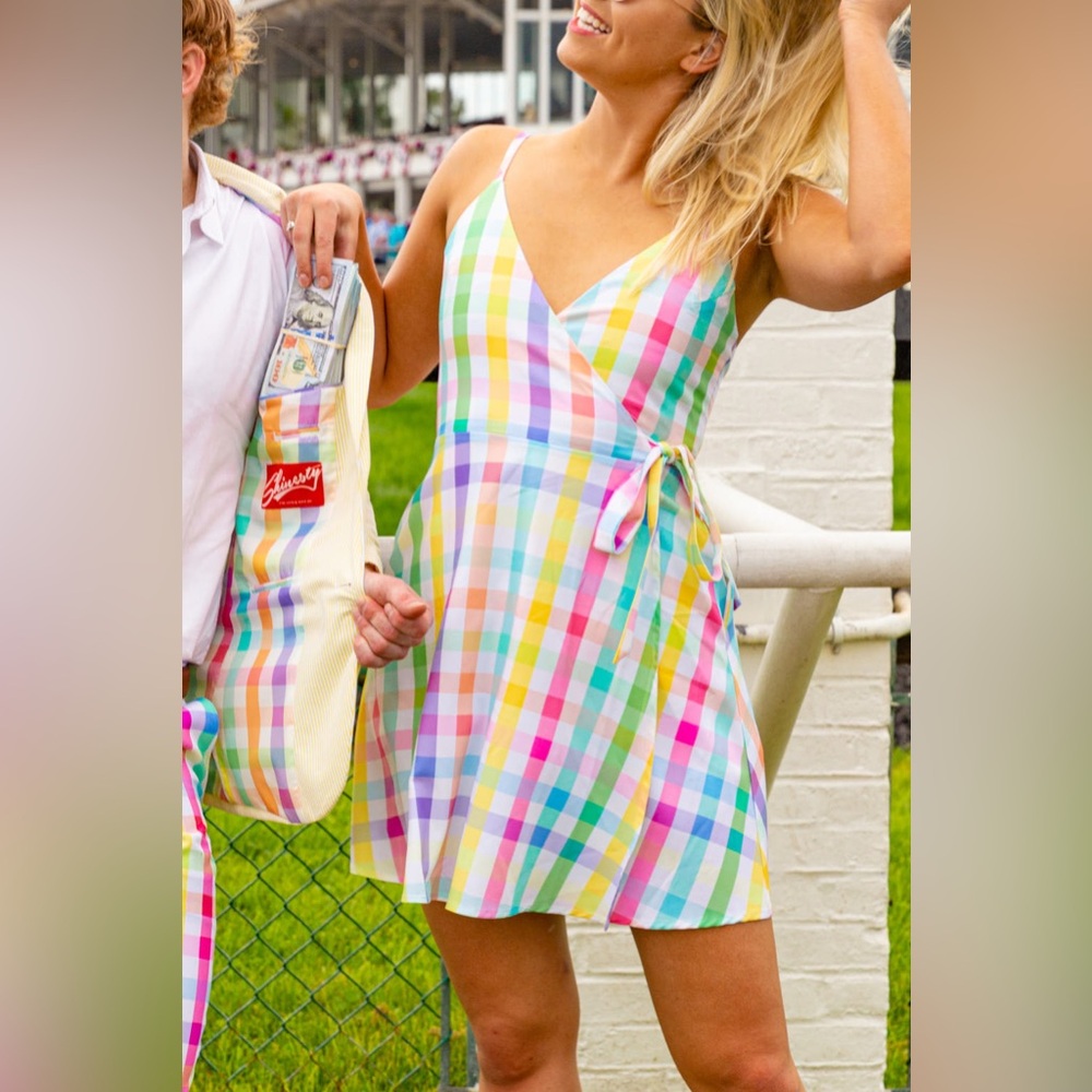 Easter/Spring Plaid Wrap Mini Dress